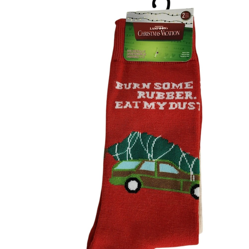 National Lampoon Christmas Vacation Socks 2 Pack Burn Some Rubber Shoe 6-12 NWT